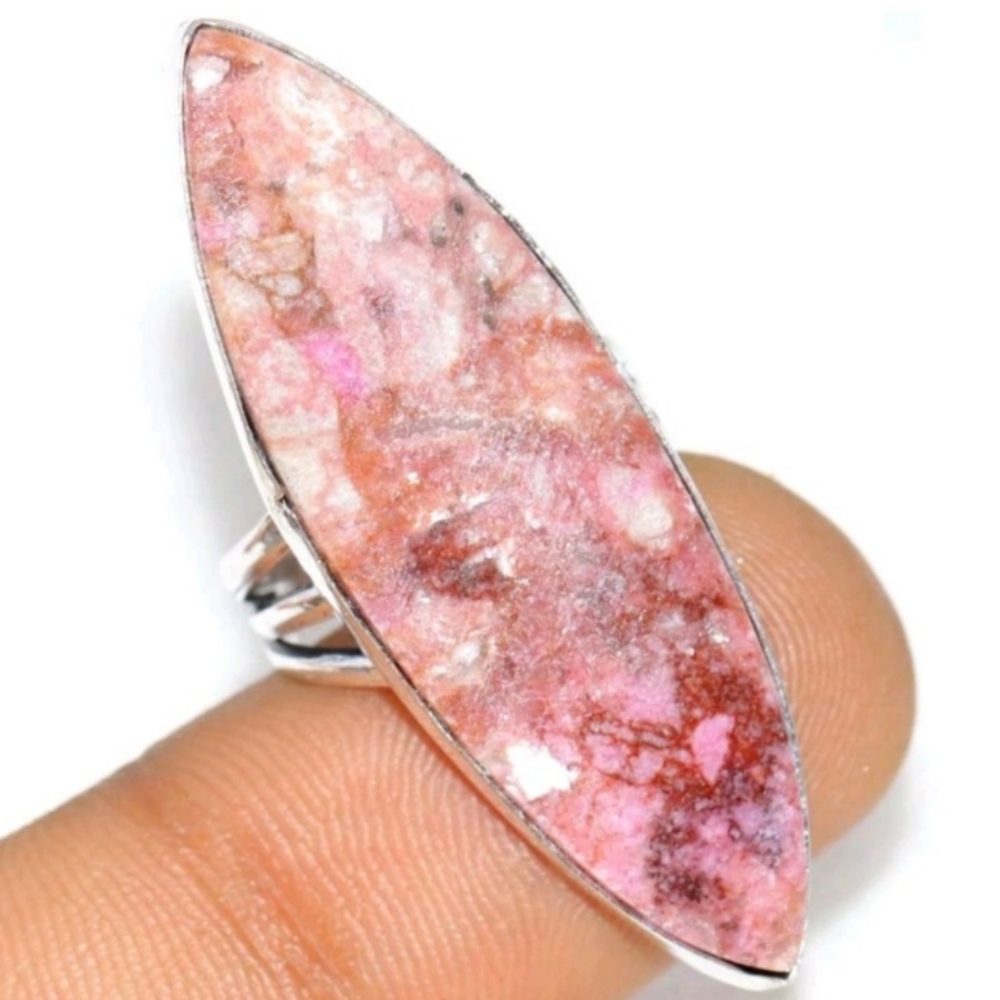 Norwegian Pink Thulite Gemstone Jewelry 925 Sterling Silver Handmade Ring